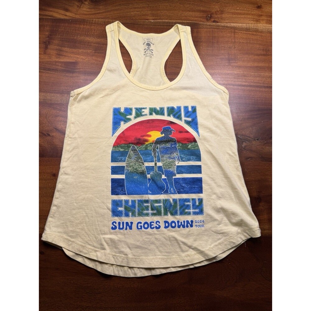 Kenny Chesney 2024 Sun Goes Down Tour Tank Top Small S Yellow No Shoes Nation